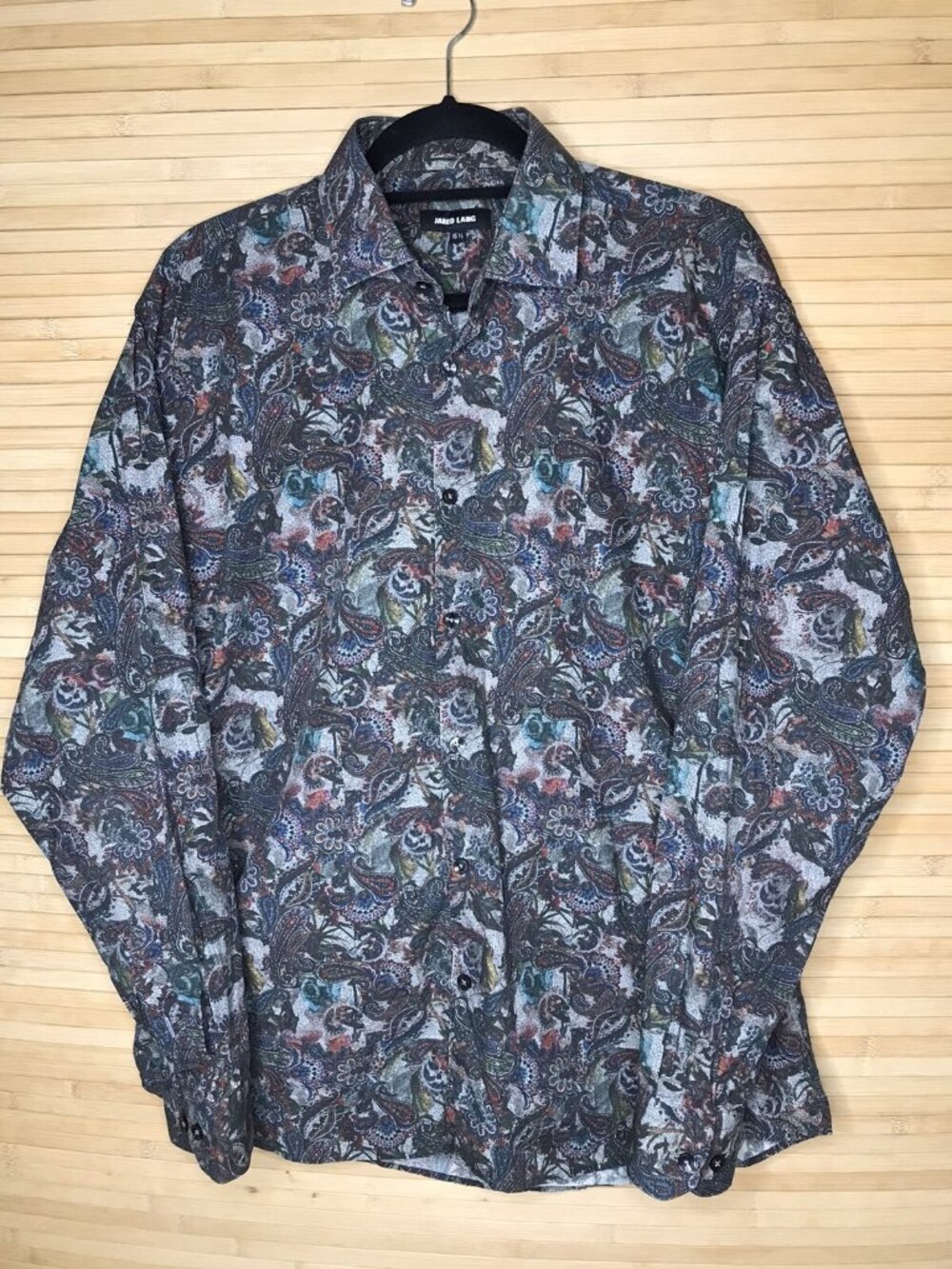 Jared Lang Gray Paisley Button Down Shirt Long Sleeve Size 16.5